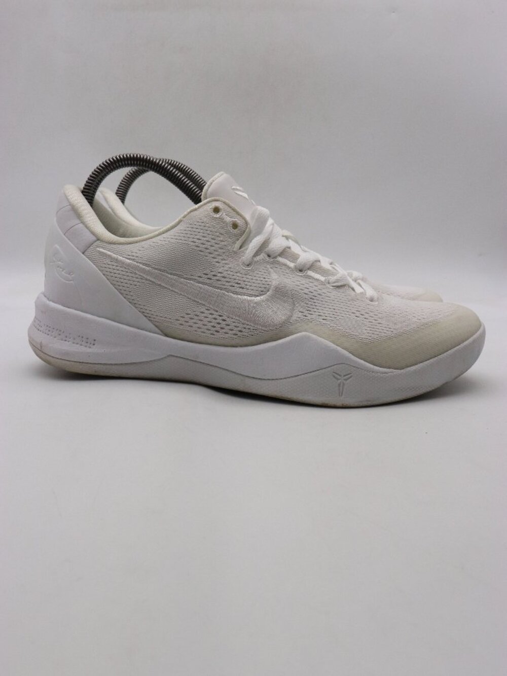 Nike Kobe 8 Protro Halo Basketball Shoes Men's 9 Triple White Athletic Sneakers
